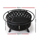 Fire Pit BBQ Charcoal Grill Ring Portable Outdoor Kitchen Fireplace 32"