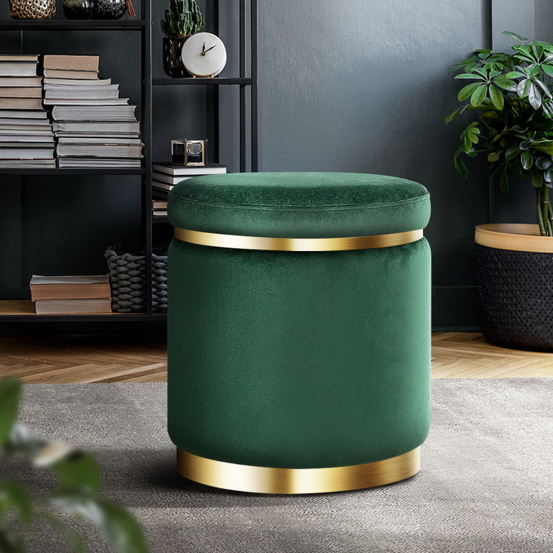 Ottoman Round Velvet Foot Stool Foot Rest Pouffe Padded Seat Pouf Home Decor