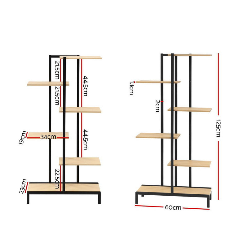 Artiss 6-tier Indoor Outdoor Metal Wood Plant Stand Garden Shelf Garden Display