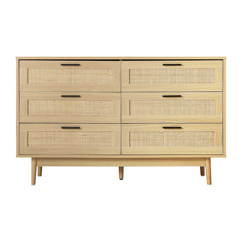 Artiss 6 Chest of Drawers Rattan Tallboy Cabinet Bedroom Clothes Storage Wood