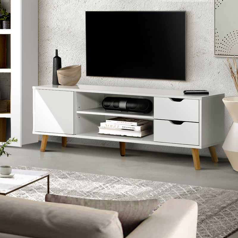 Artiss TV Cabinet Entertainment Unit Stand Wooden Scandinavian 120cm White