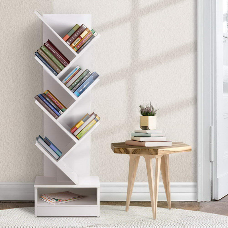 Artiss Display Shelf 7-Shelf Tree Bookshelf Book Storage Rack Bookcase White