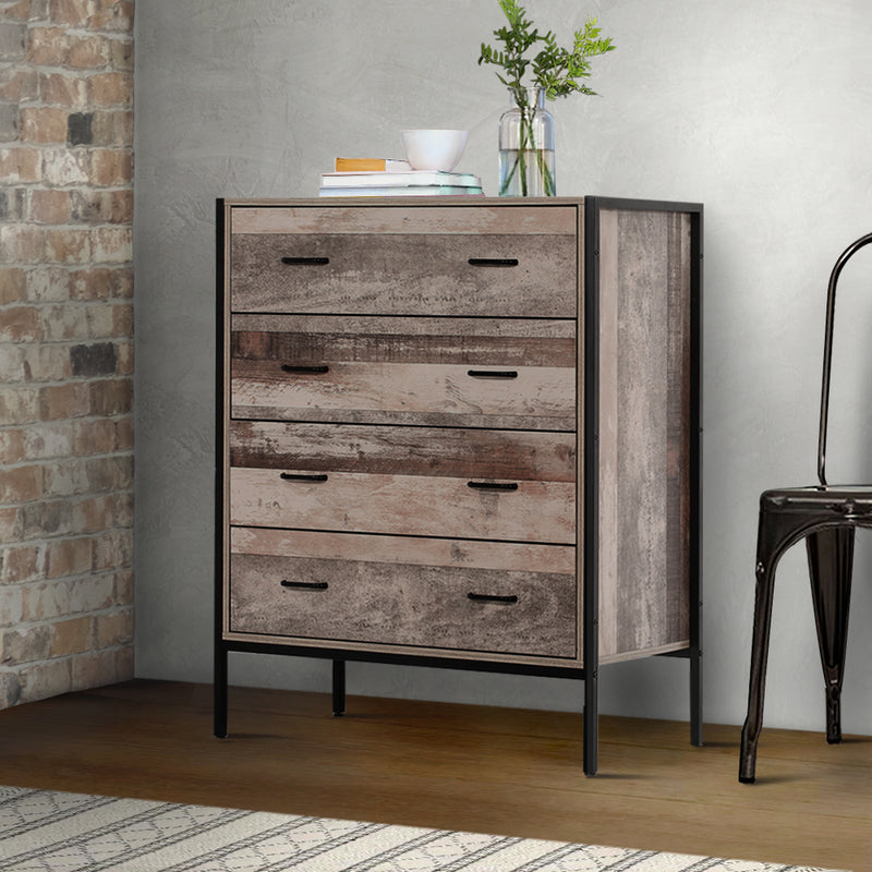 Artiss Chest of Drawers Tallboy Dresser Storage Cabinet Industrial Rustic