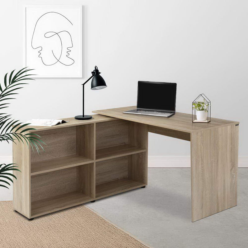 Artiss Office Computer Desk Corner Study Table Workstation Bookcase Storage