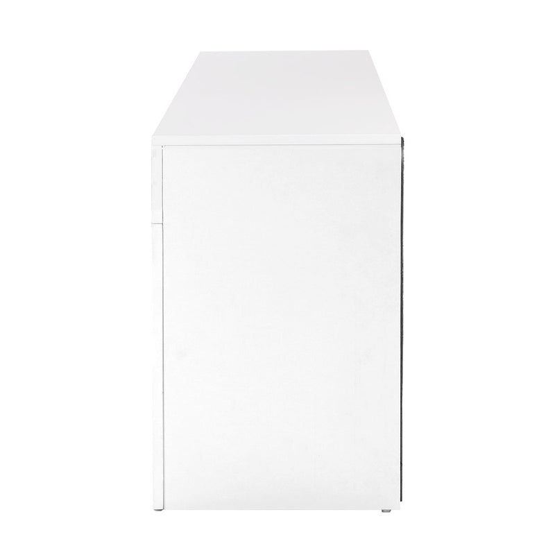 Artiss 130cm High Gloss TV Stand Entertainment Unit Storage Cabinet Tempered Glass Shelf White