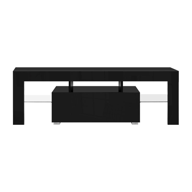 Artiss TV Cabinet Entertainment Unit Stand RGB LED Gloss Furniture 130cm Black