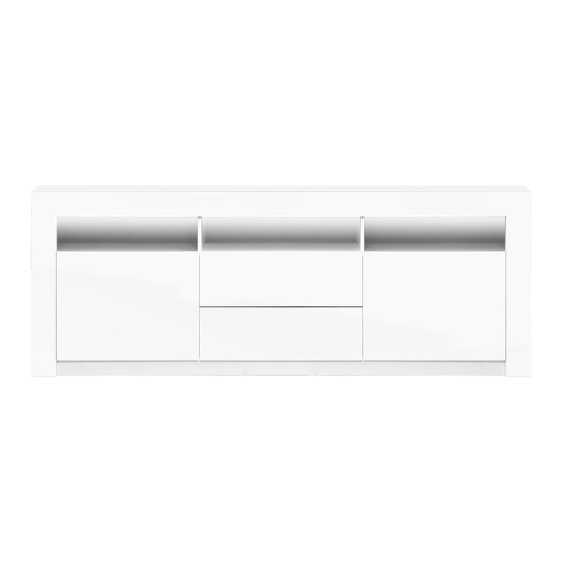 Artiss TV Cabinet Entertainment Unit Stand RGB LED Gloss Drawers 160cm White