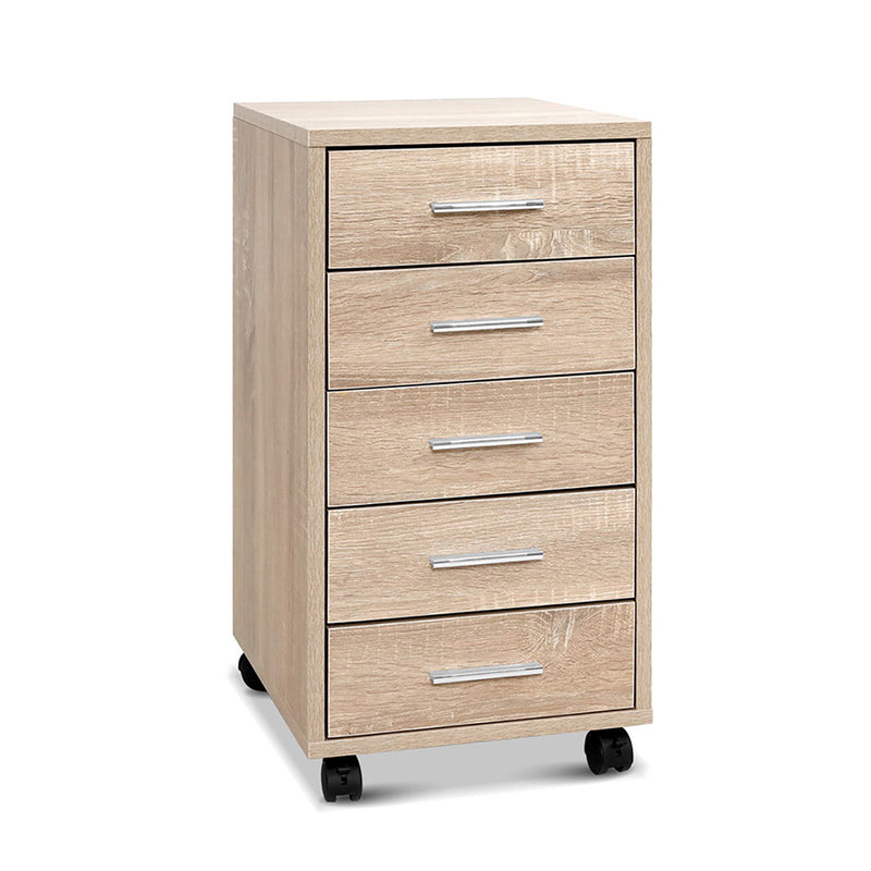 5 Drawer Filing Cabinet Storage Drawers Wood Study Office School File Cupboard