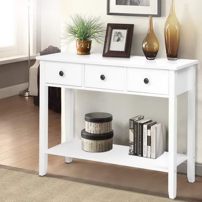 Hallway Console Table Hall Side Entry 3 Drawers Display White Desk Furniture