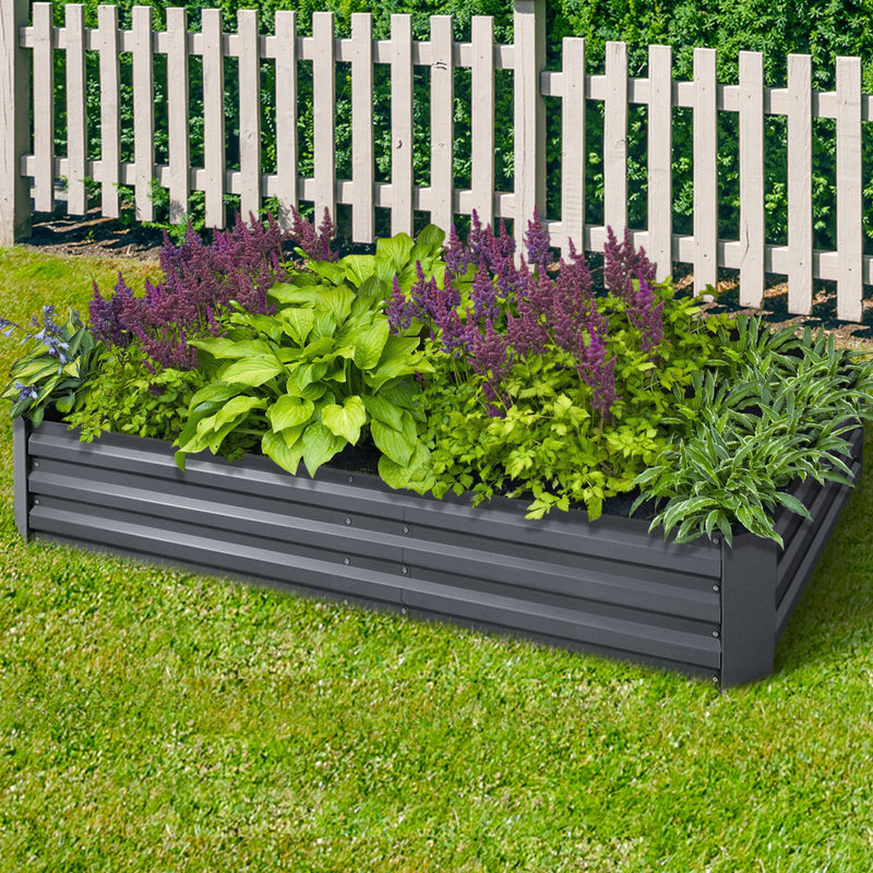 Greenfingers Galvanised Steel Raised Garden Bed Instant Planter 210 x 90 Aluminium