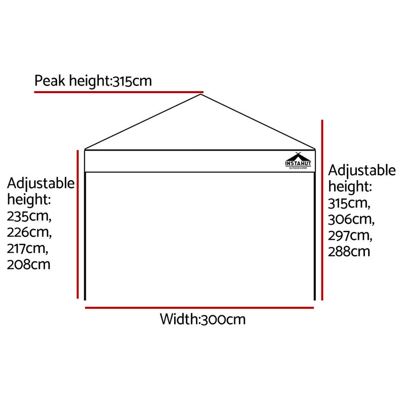 Instahut Gazebo Pop Up Marquee 3x3 Outdoor Wedding Base Pod Kit Black