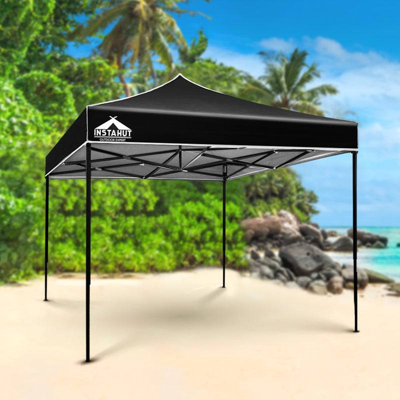 Instahut Gazebo Pop Up Marquee 3x3 Outdoor Wedding Base Pod Kit Black