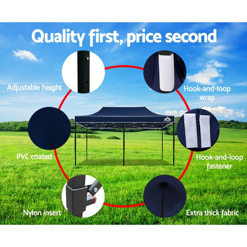 Instahut Gazebo Pop Up Marquee 3x6m Outdoor Tent Folding Wedding Gazebos Navy