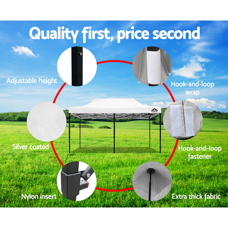 Instahut Gazebo Pop Up Marquee 3x6m Outdoor Tent Folding Wedding Gazebos White