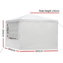 Instahut Gazebo 3x3 Outdoor Marquee Gazebos Wedding Party Camping Tent 4 Wall Panels