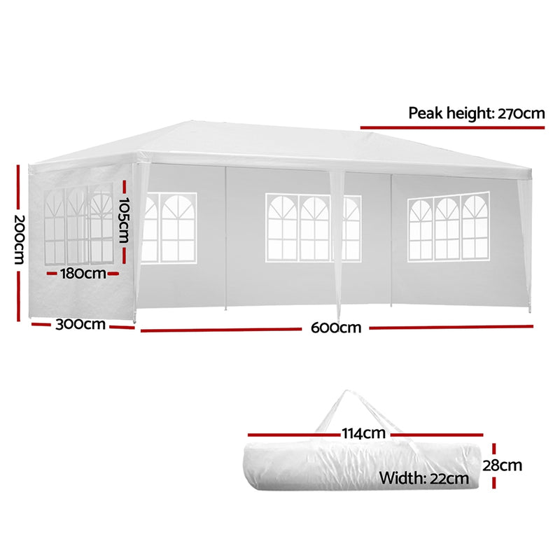 Instahut Gazebo 3x6 Outdoor Marquee Side Wall Party Wedding Tent Camping White