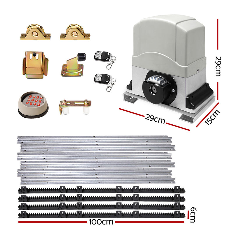 LockMaster Electric Sliding Gate Opener 1200KG With Remote Hardware Kit 4M Rail