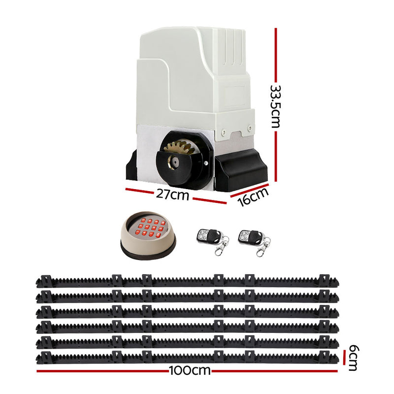 LockMaster Electric Sliding Gate Opener 1800KG With Keypad Remote 6M Rail