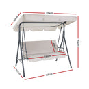 Gardeon Outdoor Swing Chair Hammock 3 Seater Garden Canopy Bench Seat Backyard