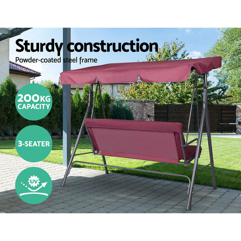 Gardeon Outdoor Swing Chair Hammock 3 Seater Garden Canopy Bench Seat Backyard