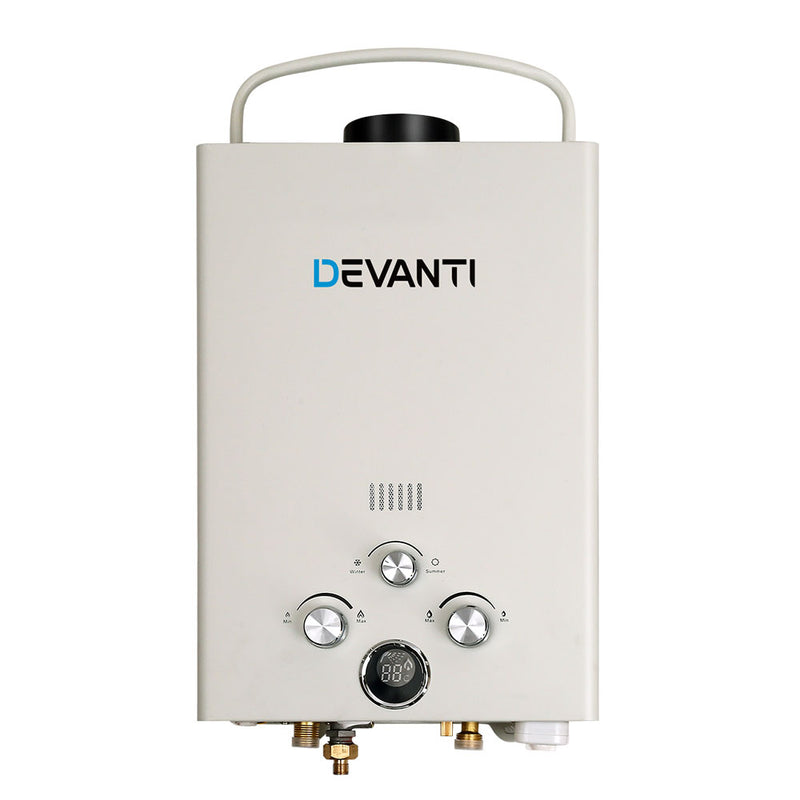 Devanti Outdoor Gas Hot Water Heater Portable Camping Shower 12V Pump Grey