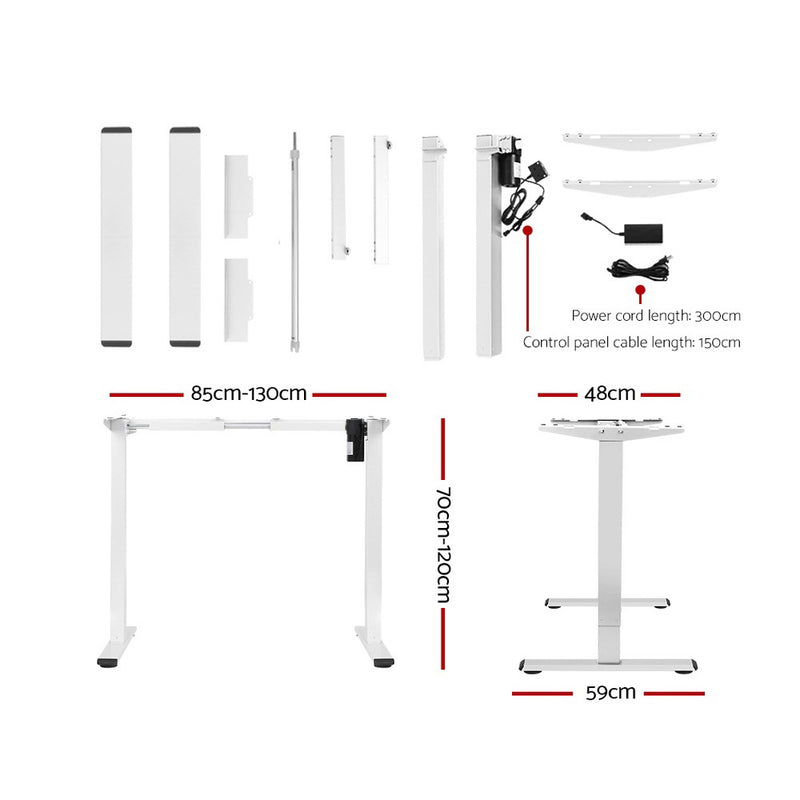 Artiss Standing Desk Sit Stand Motorised Height Adjustable Frame Only White