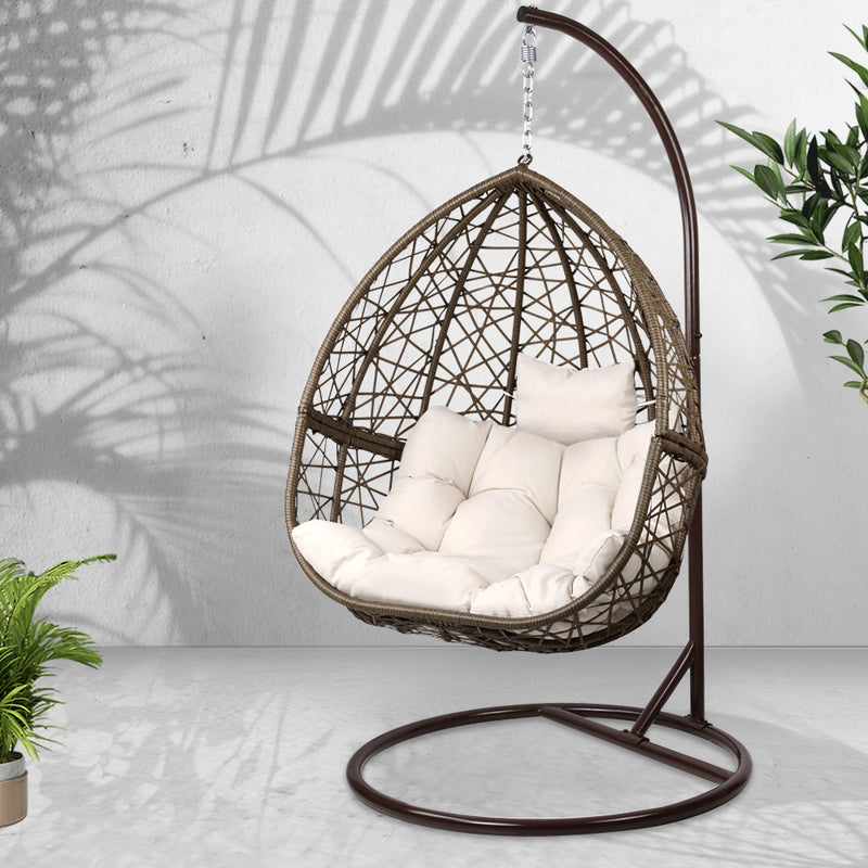 Gardeon Outdoor Hanging Swing Chair - Brown