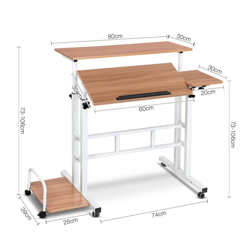 Artiss Twin Laptop Table Desk - Light Wood