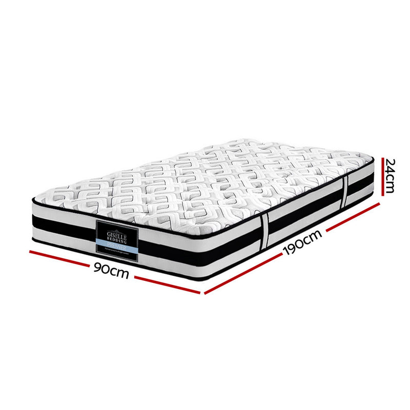 Giselle Bedding Rumba Tight Top Pocket Spring Mattress 24cm Thick Single