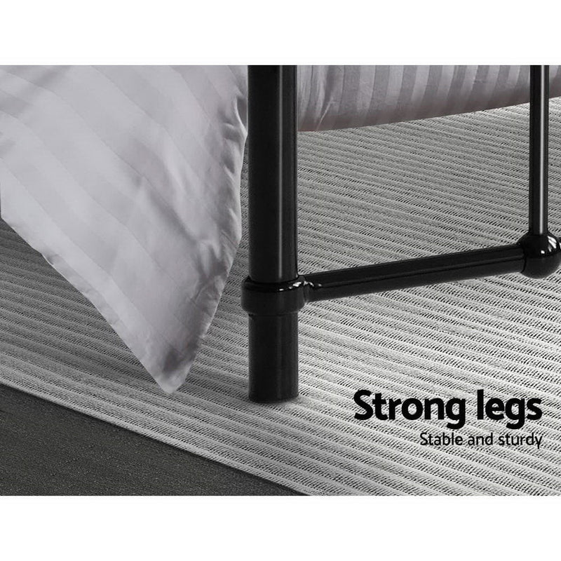 Metal Bed Frame Queen Size Platform Foundation Mattress Base Leo Black