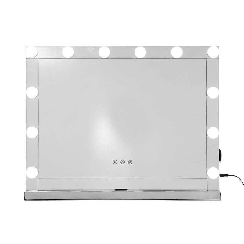 Embellir Hollywood Makeup Mirror With Light 12 LED Bulbs Vanity Lighted Silver 58cm x 46cm