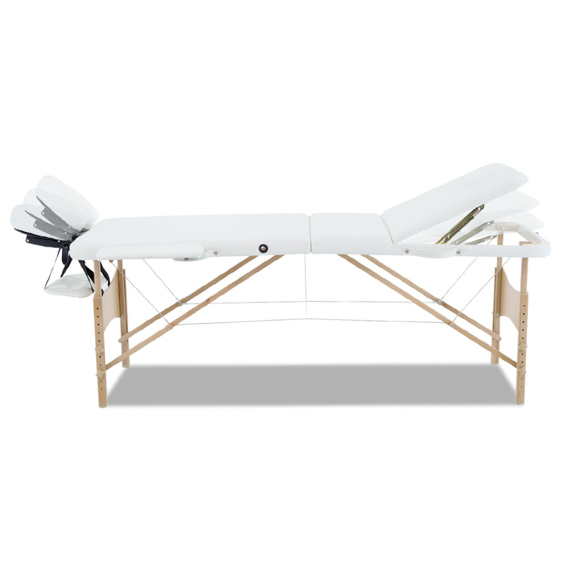 Zenses 3 Fold Portable Wood Massage Table - White