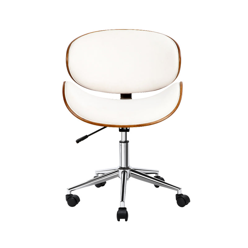 Artiss Wooden & PU Leather Office Desk Chair - White