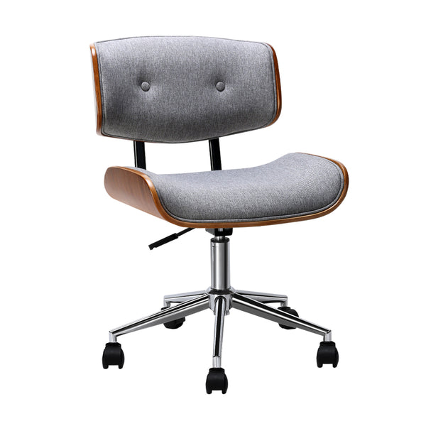 Artiss Executive Wooden Office Chair Fabric Computer Chairs Bentwood Seat Grey