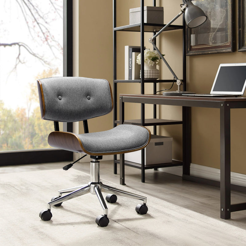 Artiss Executive Wooden Office Chair Fabric Computer Chairs Bentwood Seat Grey