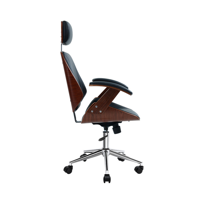 Artiss Wooden Office Chair Computer Gaming Chairs Executive Leather Black