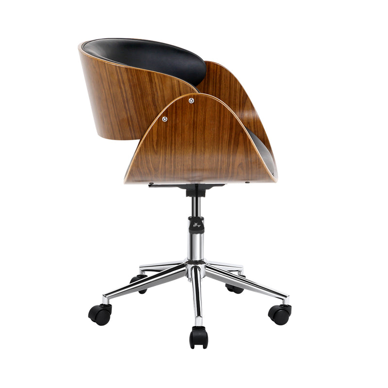 Artiss Wooden & PU Leather Office Desk Chair - Black