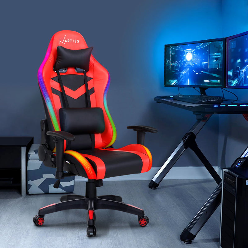 Artiss Gaming Office Chair RGB LED Lights Computer Desk Chair Home Work Chairs