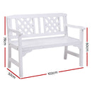 Gardeon Wooden Garden Bench 2 Seat Patio Furniture Timber Outdoor Lounge Chair White