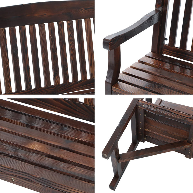 Gardeon Wooden Garden Bench Chair Natural Outdoor Furniture Décor Patio Deck 3 Seater