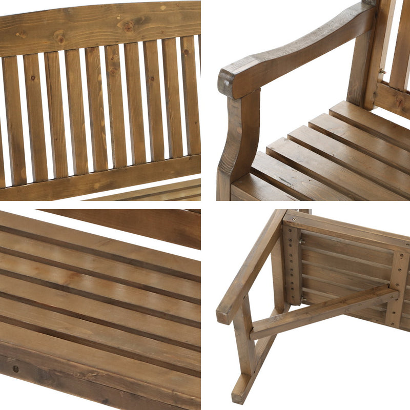 Gardeon Wooden Garden Bench Chair Natural Outdoor Furniture Décor Patio Deck 3 Seater