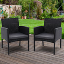 Set of 2 Outdoor Bistro Chairs Patio Furniture Dining Chair Wicker Garden Cushion Gardeon