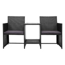 Gardeon Outdoor Setting Wicker Loveseat Birstro Set Patio Garden Furniture Black