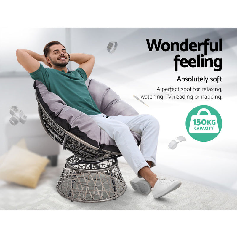 Gardeon Papasan Chair - Grey