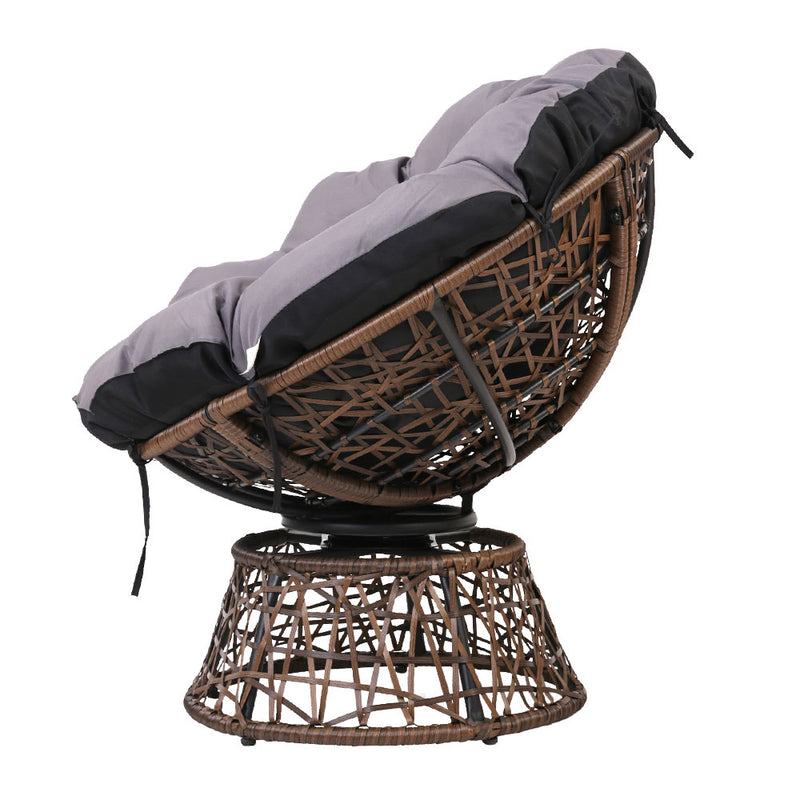 Gardeon Papasan Chair and Side Table - Brown