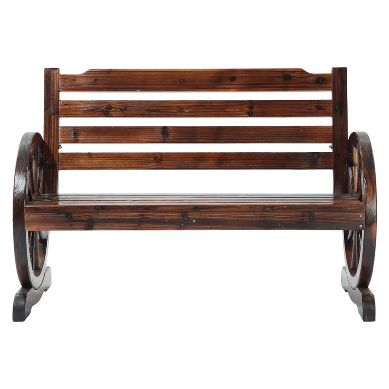 Gardeon Wooden Wagon Wheel Bench - Brown