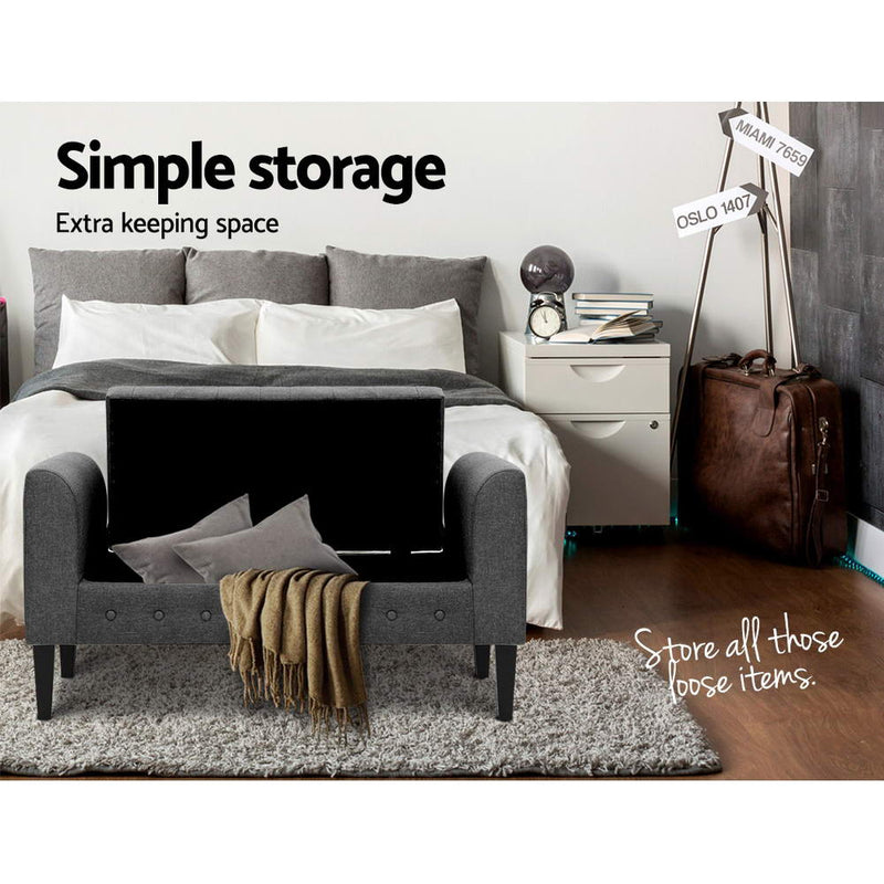 Artiss Fabric Storage Ottoman - Grey