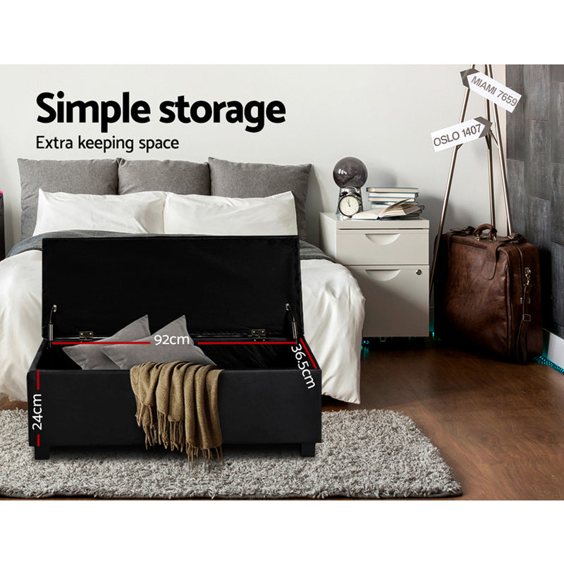 Artiss PU Leather Storage Ottoman - Black