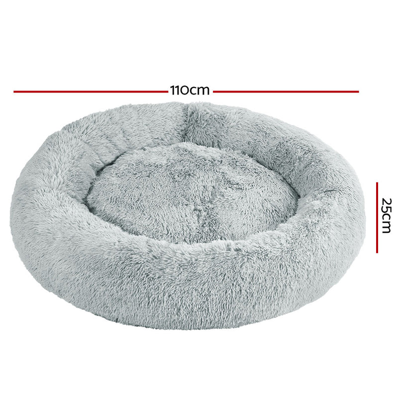 Pet Bed Dog Cat Calming Bed Extra Large 110cm Light Grey Sleeping Comfy Washable