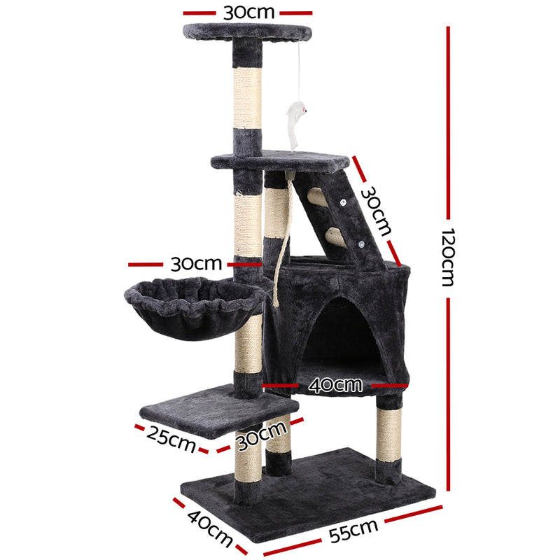 i.Pet Cat Tree 120cm Trees Scratching Post Scratcher Tower Condo House Furniture Wood Multi Level